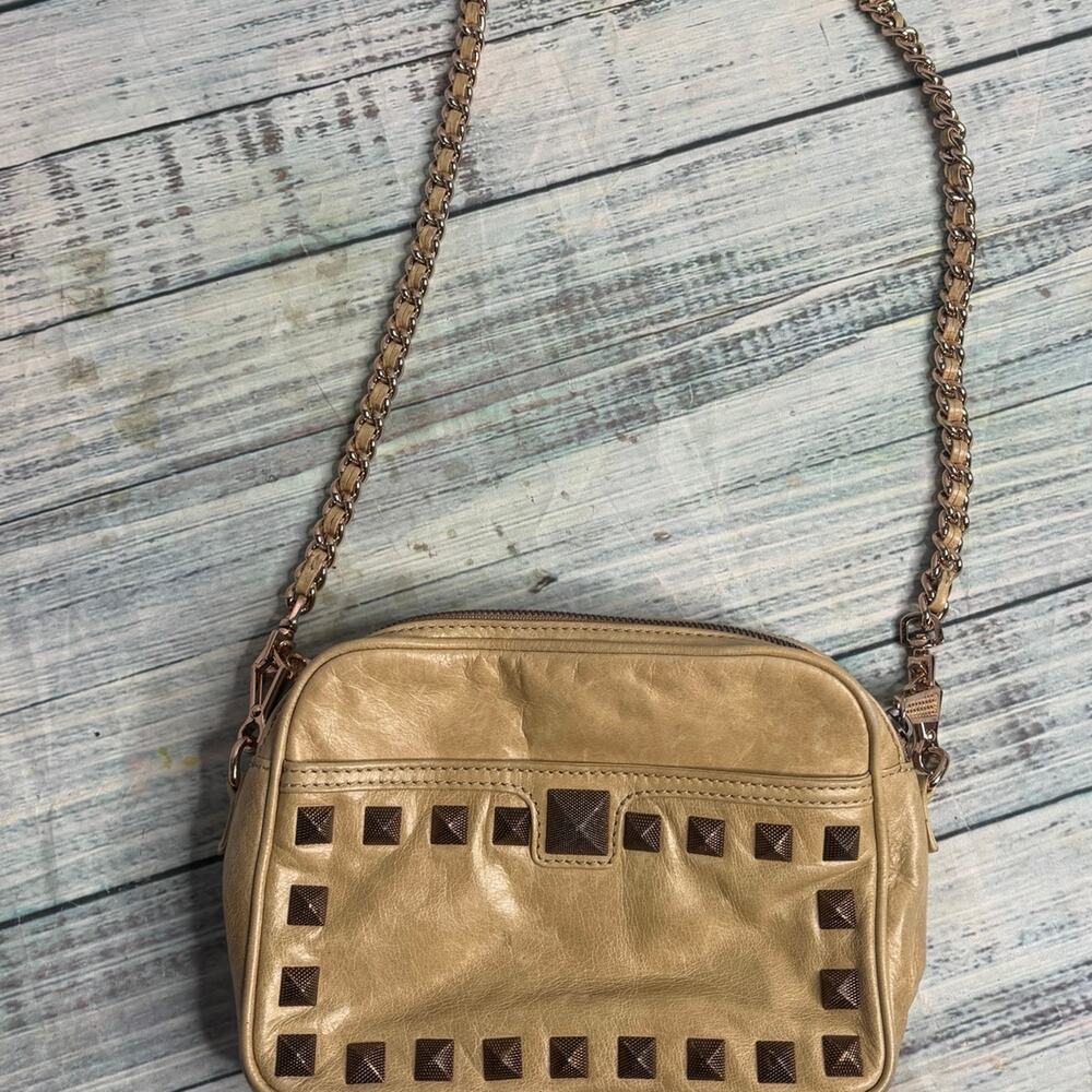 Copied - Rebecca Minkoff Gold Metallic Leather Studded Crossbody Bag Chain Strap